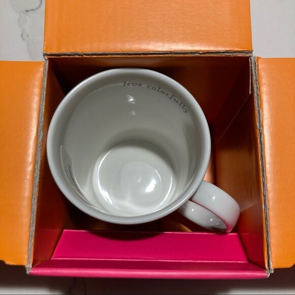KATE SPADE “Live Colorfully” Green and White Mug New In Box  NWT - Picture 4 of 9